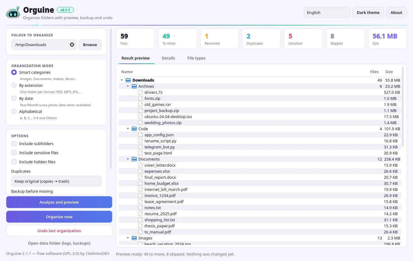 Preview in the light theme